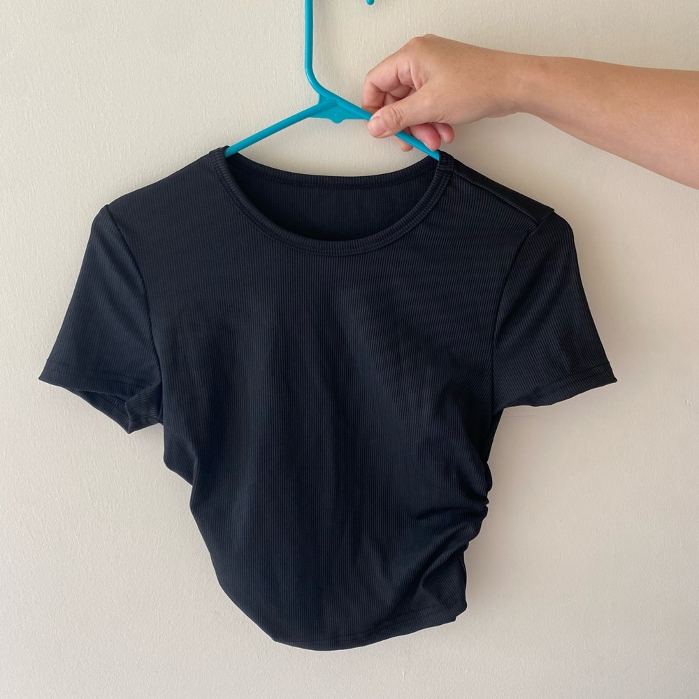 Black Ruched Sides Shirt, size S